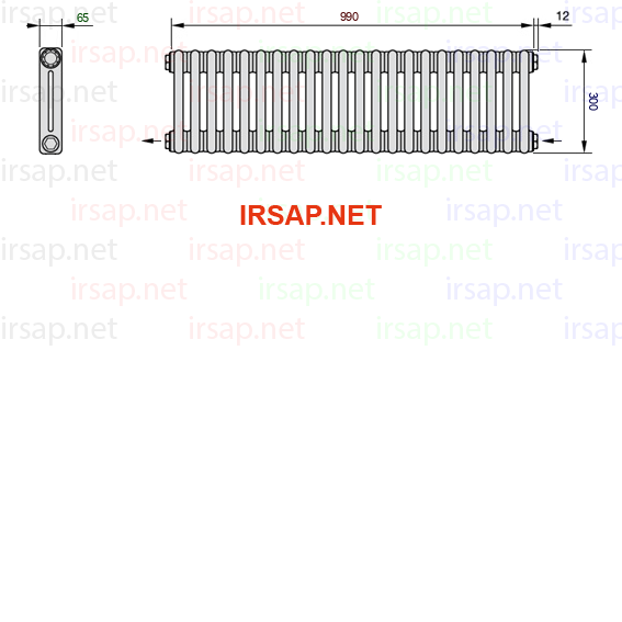 чертеж радиатора Irsap Tesi 20300-2220300-22-08-01